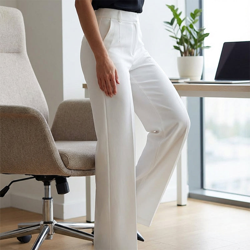 High-waisted women's trousers, flowing and elegant