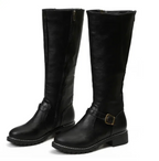 Women's Classic Knee-High Leather Buckle Boots