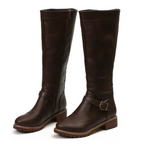 Women's Classic Knee-High Leather Buckle Boots