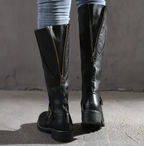 Women's Classic Knee-High Leather Buckle Boots