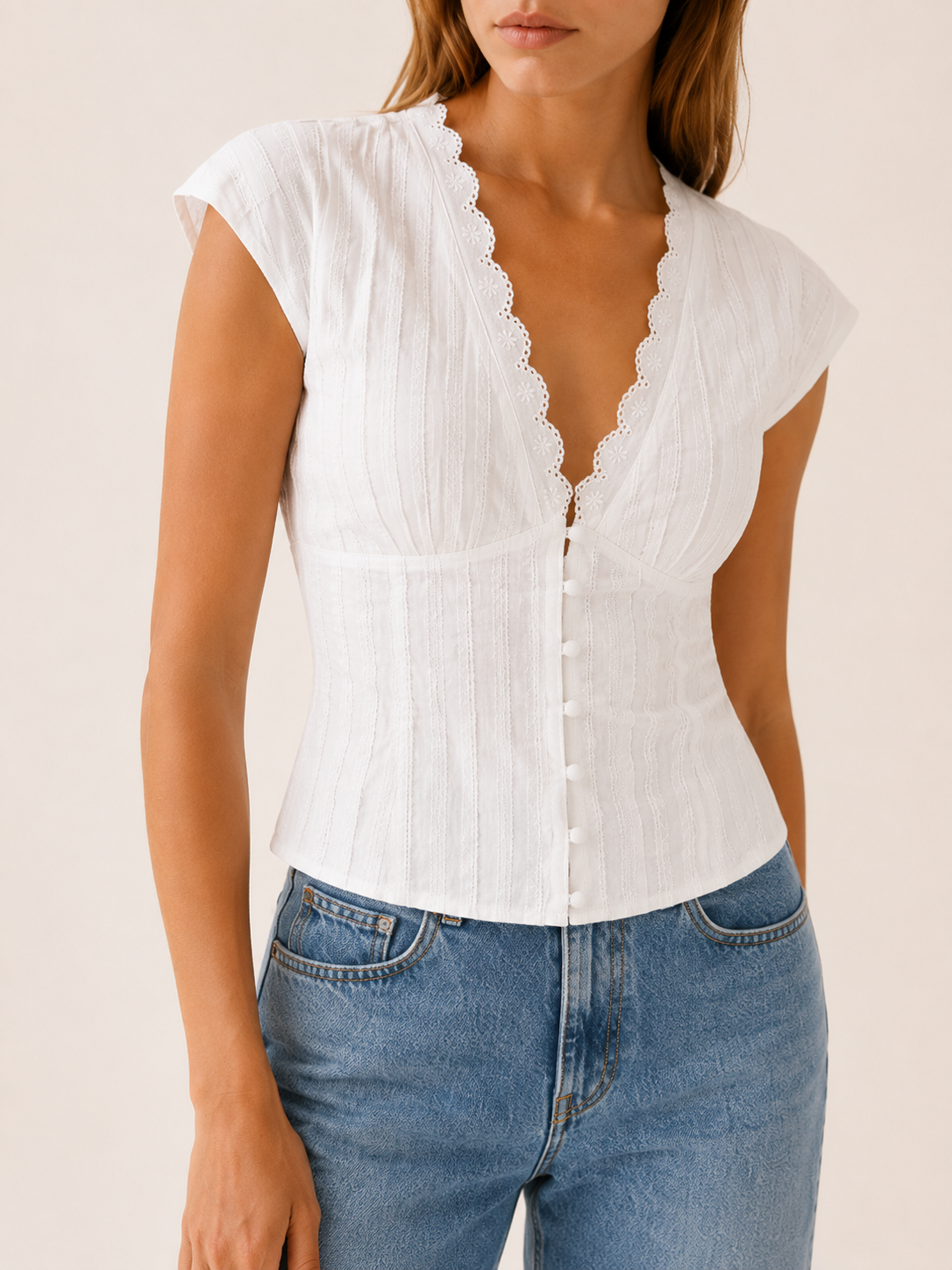 Twyla | Soft Eyelet Puff Sleeve Blouse
