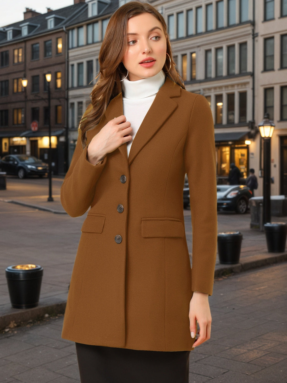 Women's Notched Lapel Single Breasted Trench Coat