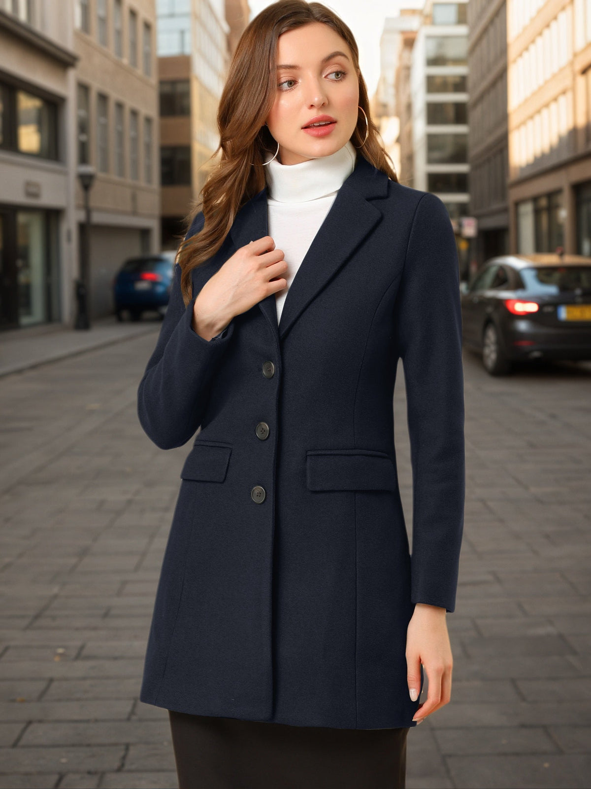 Women's Notched Lapel Single Breasted Trench Coat