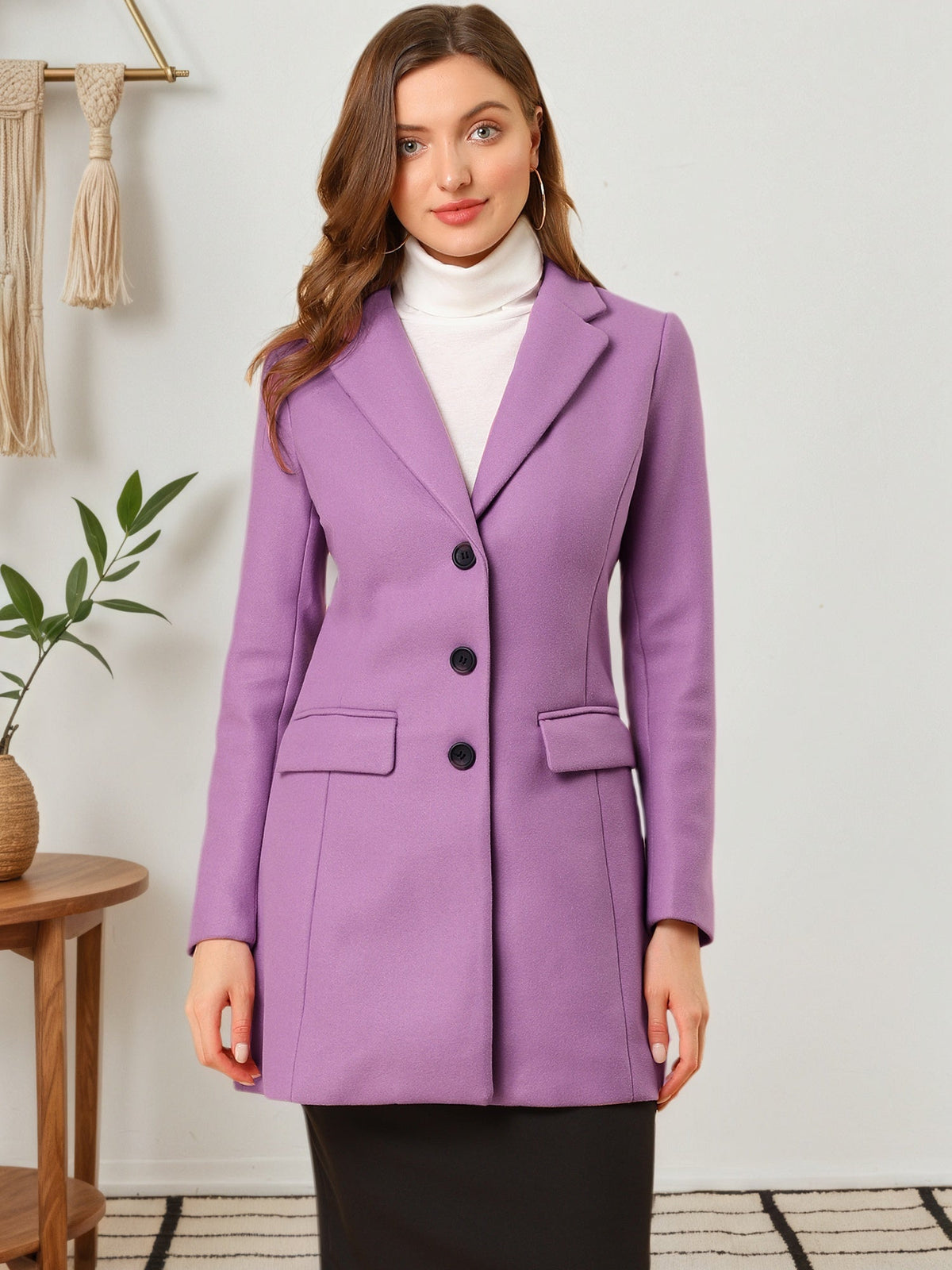 Women's Notched Lapel Single Breasted Trench Coat