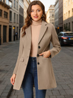 Women's Notched Lapel Single Breasted Trench Coat