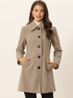 Women's Mid Length Button Front Overcoat