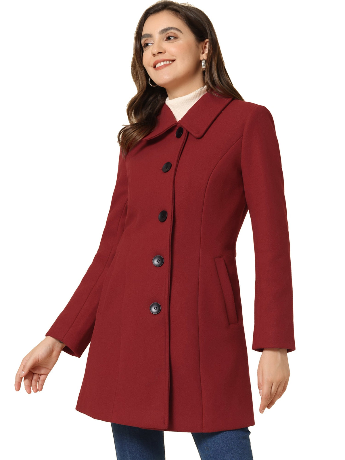 Women's Mid Length Button Front Overcoat