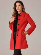 Women's Mid Length Button Front Overcoat
