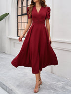 Women's Puff Sleeve Midi Dress