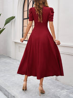 Women's Puff Sleeve Midi Dress