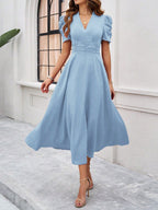 Women's Puff Sleeve Midi Dress