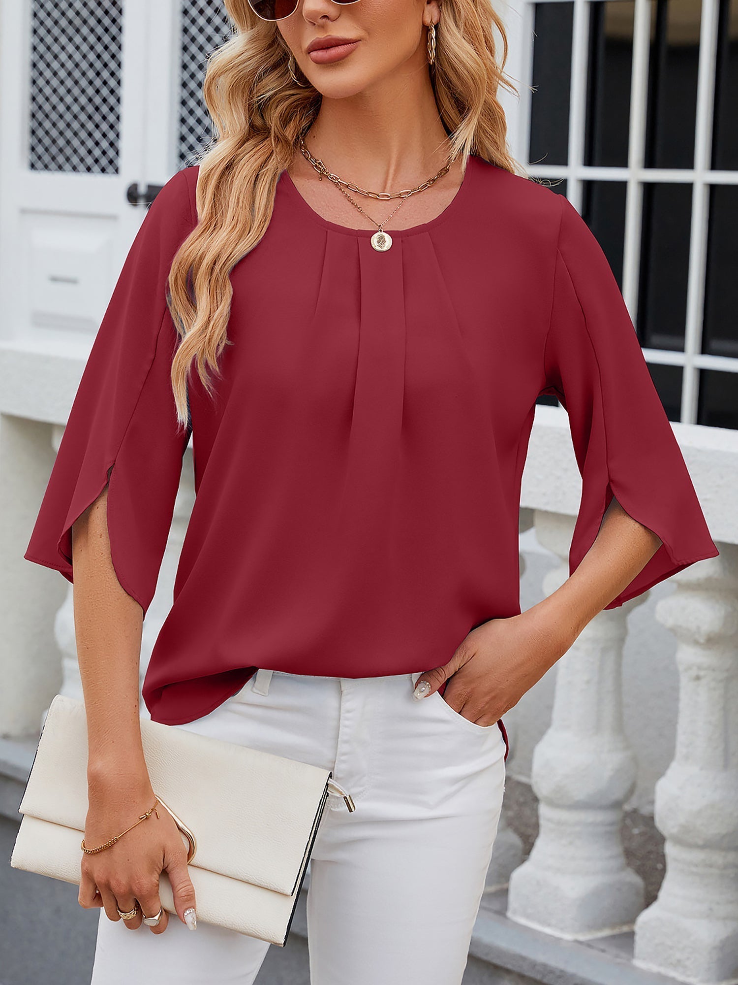 Women's Chiffon Three-Quarter Sleeve Blouse
