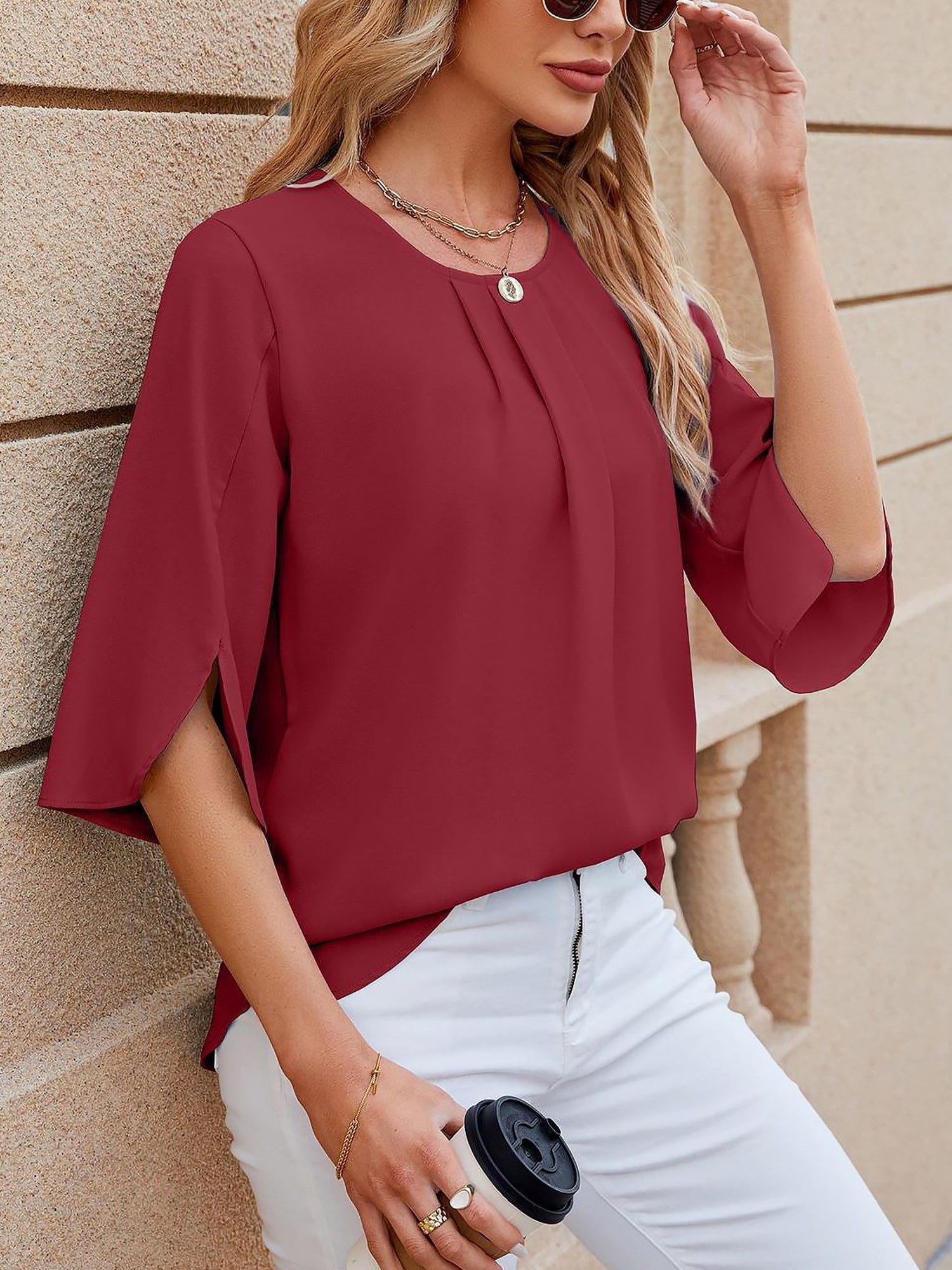 Women's Chiffon Three-Quarter Sleeve Blouse