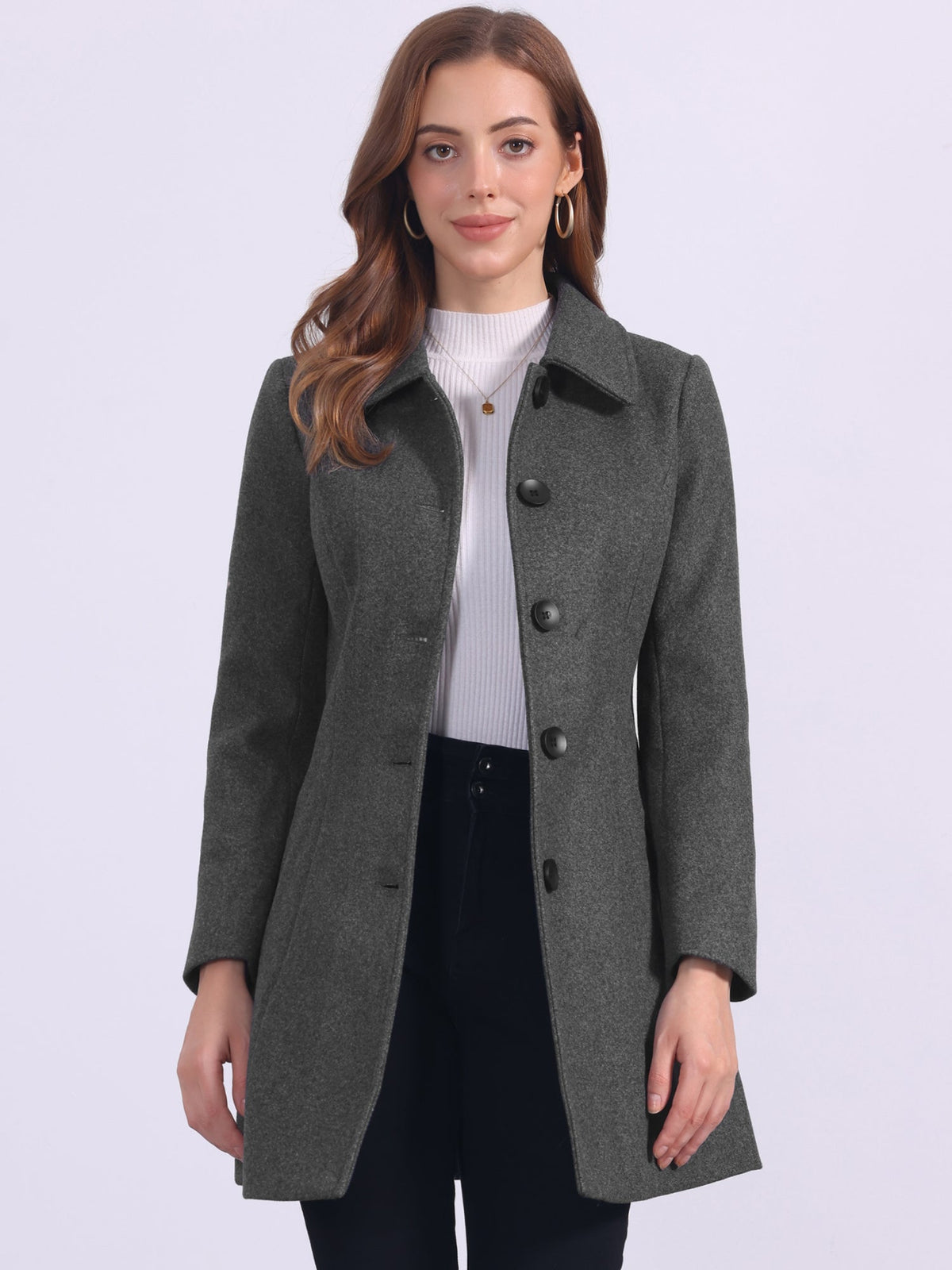 Women's Mid Length Button Front Overcoat