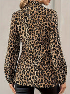 Women's Leopard Print Tie Waist Blouse