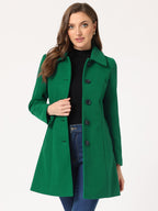 Women's Mid Length Button Front Overcoat