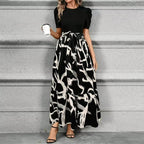 Hannah Floral Print Maxi Dress – High-Waisted Tie Front, A-Line