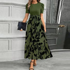 Hannah Floral Print Maxi Dress – High-Waisted Tie Front, A-Line