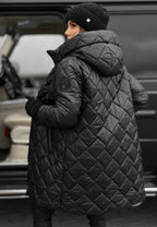 Women's Chic Metallic Quilted Long Trench Coat