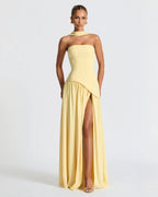 Women's Strapless Slit Maxi Dress