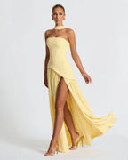 Women's Strapless Slit Maxi Dress