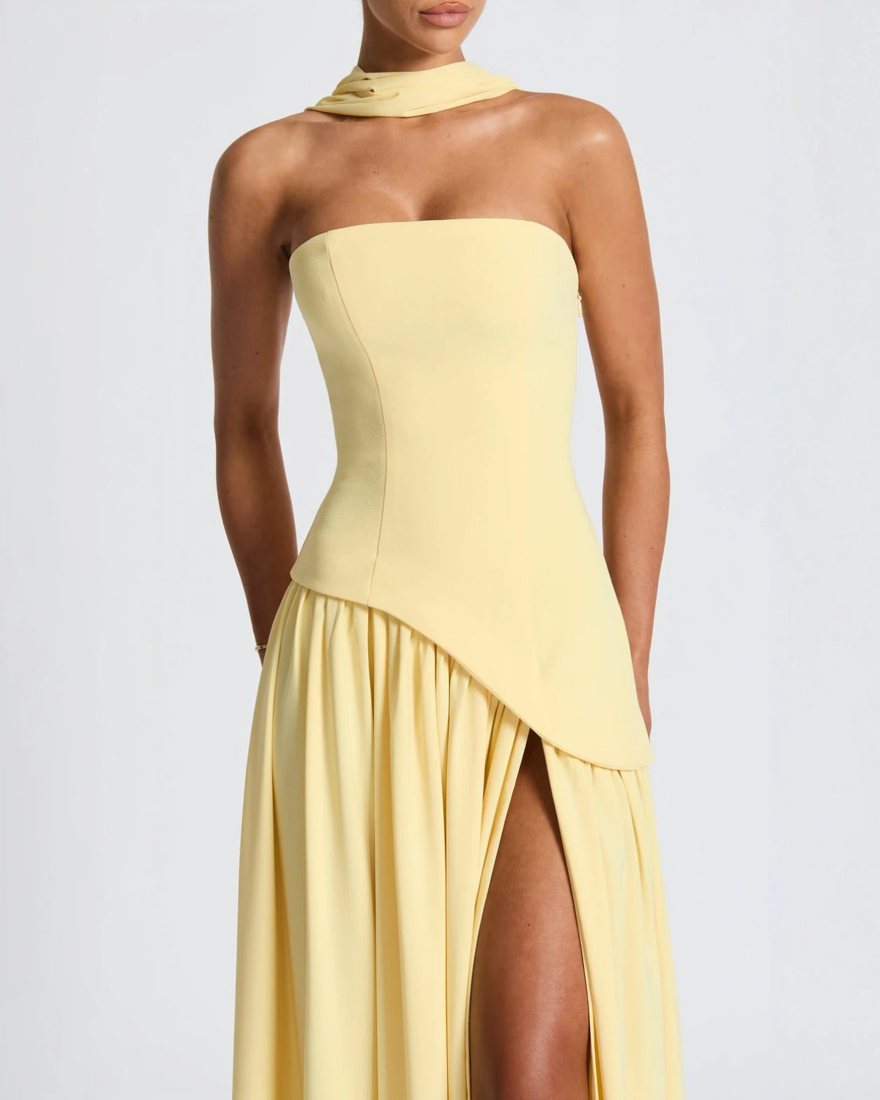 Women's Strapless Slit Maxi Dress