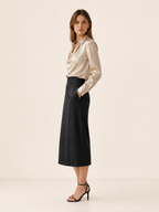 Yvette | Elegant Pleated Neck Satin Top