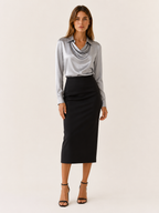 Yvette | Elegant Pleated Neck Satin Top
