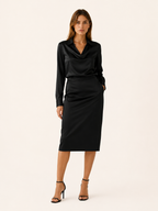 Yvette | Elegant Pleated Neck Satin Top