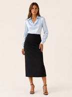 Yvette | Elegant Pleated Neck Satin Top