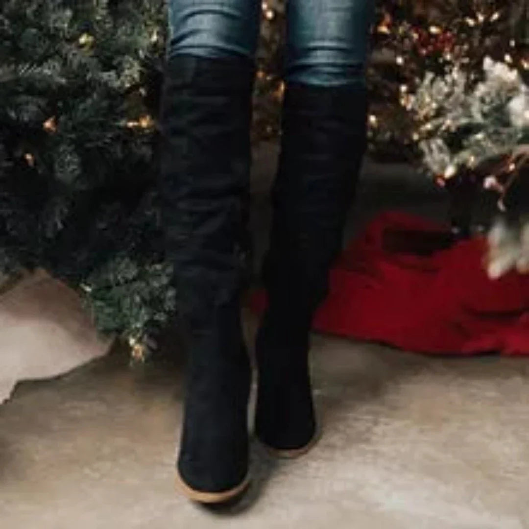 Women's Chic Suede Knee-High Boots – Pointed Toe